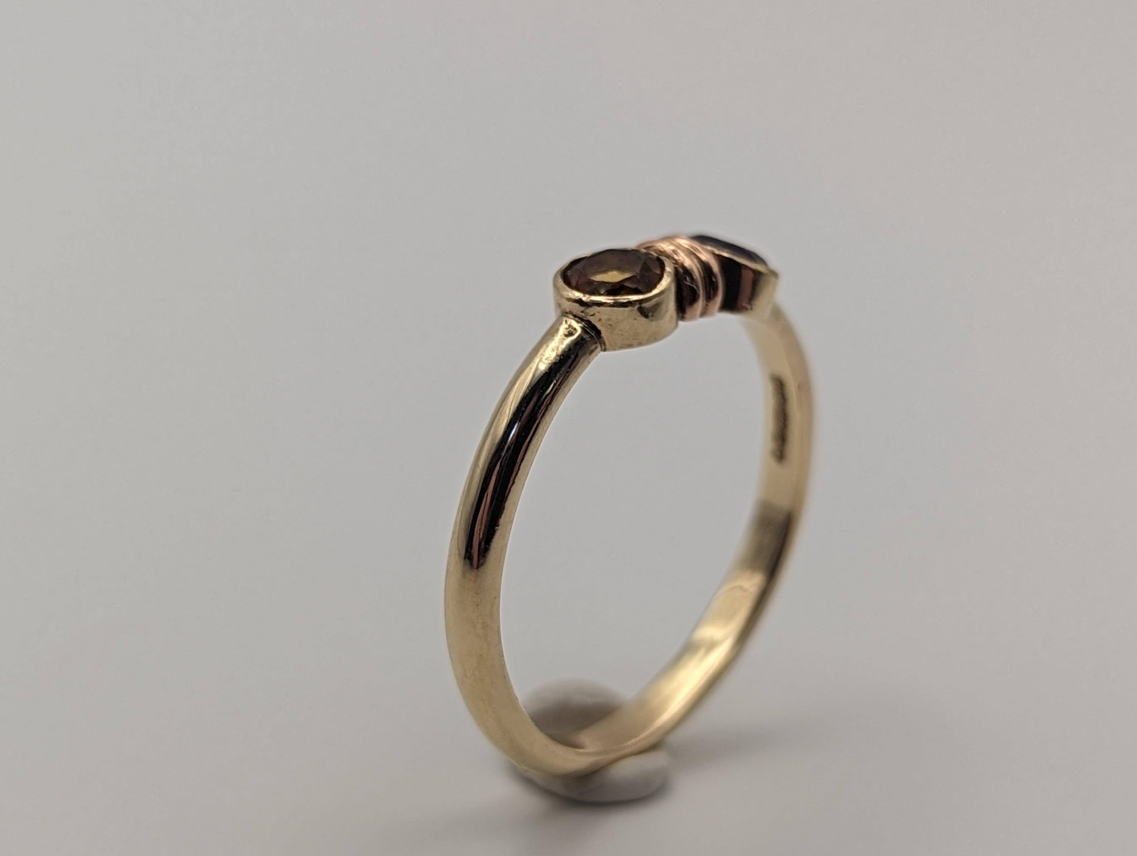 Citrine and Amethyst toi et moi gold ring